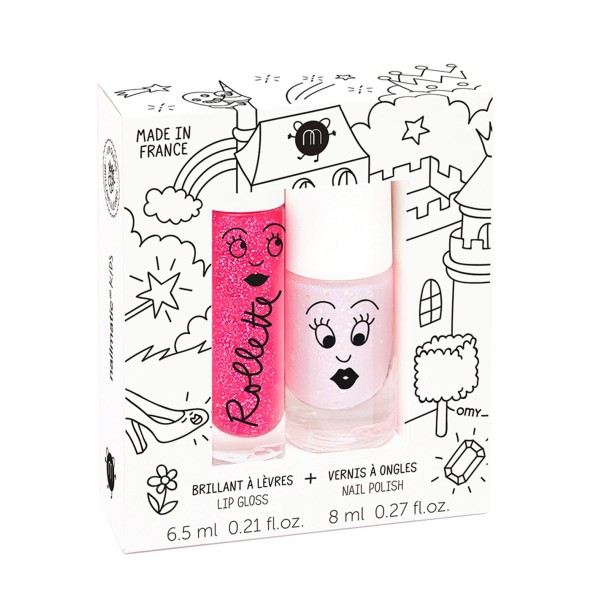 Nailmatic KIDS FAIRYTALES Rollette Nail Polish Duo Set Nagų lako ir lūpų blizgio rinkinys, 1vnt