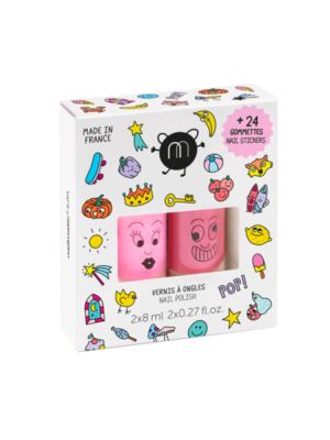 Nailmatic KIDS Nail Polish & Stickers Set POP Nagų lakų ir lipdukų rinkinys vaikams, 1vnt