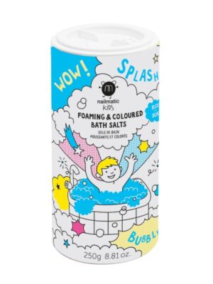 Nailmatic KIDS BLUE SALTS Foaming & Coloured Bath Salts Putojanti mėlyna vonios druska, 250g