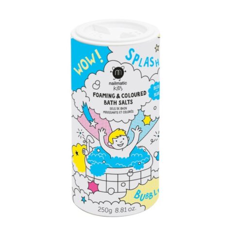 Nailmatic KIDS BLUE SALTS Foaming & Coloured Bath Salts Putojanti mėlyna vonios druska, 250g