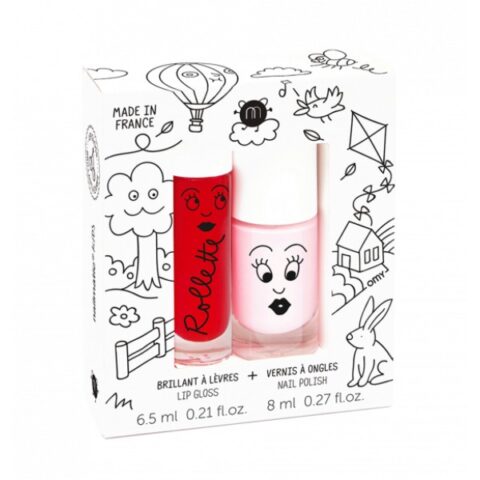 Nailmatic KIDS COTTAGE Rollette Nail Polish Duo Set Nagų lako ir lūpų blizgio rinkinys, 1vnt