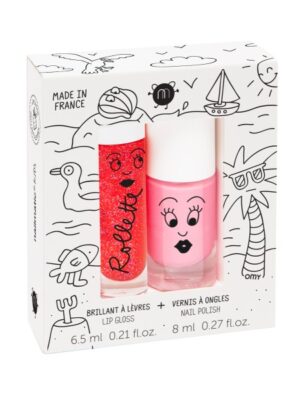 Nailmatic KIDS HOLIDAYS Rollette Nail Polish Duo Set Nagų lako ir lūpų blizgio rinkinys, 1vnt